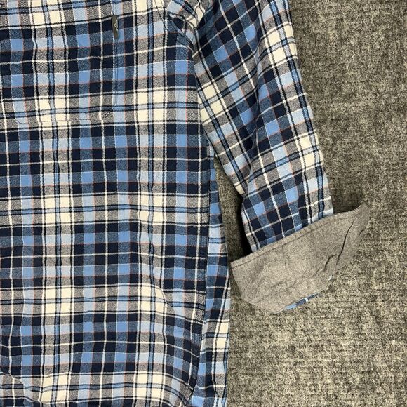 Eddie Bauer Shirt Mens XL Blue Plaid Flannel Button-Up Hiking Outdoor Chore Barn - Picture 5 of 12